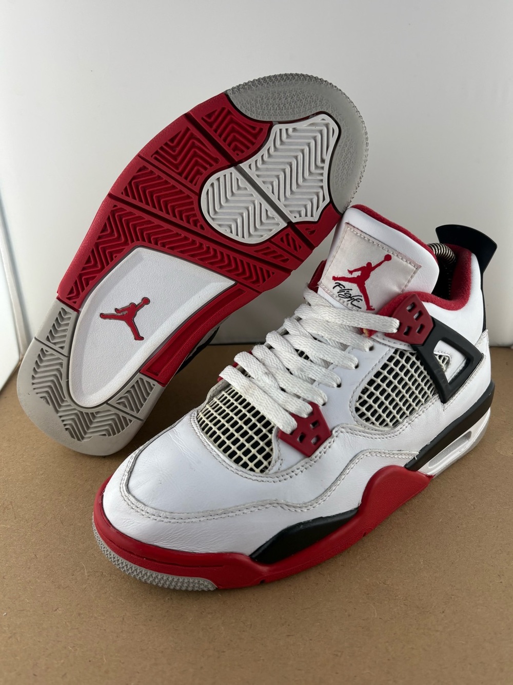 Air Jordan 4 Retro Fire Red White 408452-160 SIZE 5.5Y OG 2020 (A2)